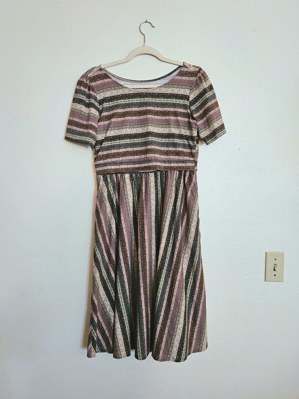 Super Cute Dresses - "Beekeepers Belle" Striped Midi Dress with Short Sleeves